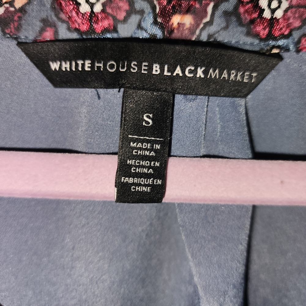 White House Black Market Patterned Long Sleeve Dress - Blue and Red - Picture 5 of 9